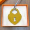 187 Factory Love Lock Charm Epsom Jaune D’or / Togo Blue Lin Bag Charm
