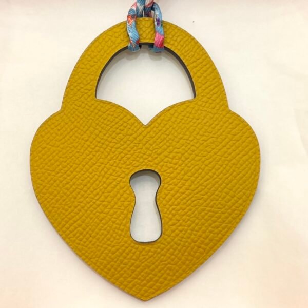 187 Factory Love Lock Charm Epsom Jaune D’or / Togo Blue Lin Bag Charm