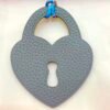 187 Factory Love Lock Charm Epsom Jaune D’or / Togo Blue Lin Bag Charm