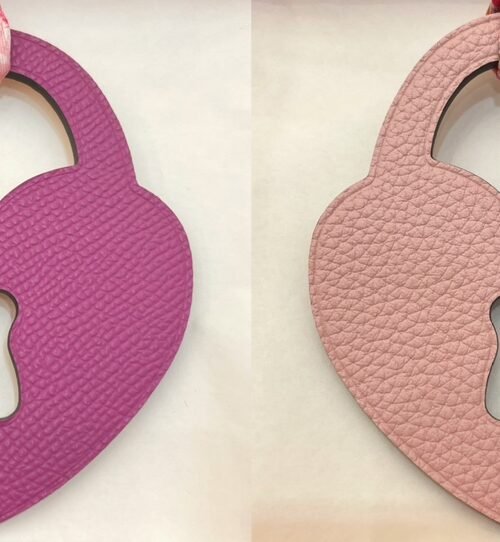 187 Factory Bag Charm Rose Purple Epsom Leather / Rose Eglantine Togo Love Lock Charm
