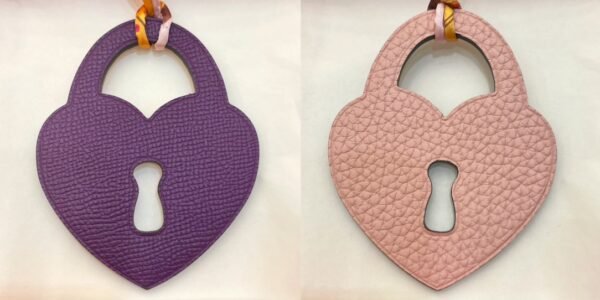 New 187 Factory Love Lock Charm Epsom Leather Violet / Togo Leather Rose Eglantine