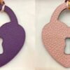 New 187 Factory Love Lock Charm Epsom Leather Violet / Togo Leather Rose Eglantine