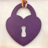 New 187 Factory Love Lock Charm Epsom Leather Violet / Togo Leather Rose Eglantine