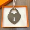 187 Factory Bag Charm Etoupe Epsom Leather / Orange Togo Leather Love Lock Charm