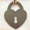 187 Factory Bag Charm Etoupe Epsom Leather / Orange Togo Leather Love Lock Charm