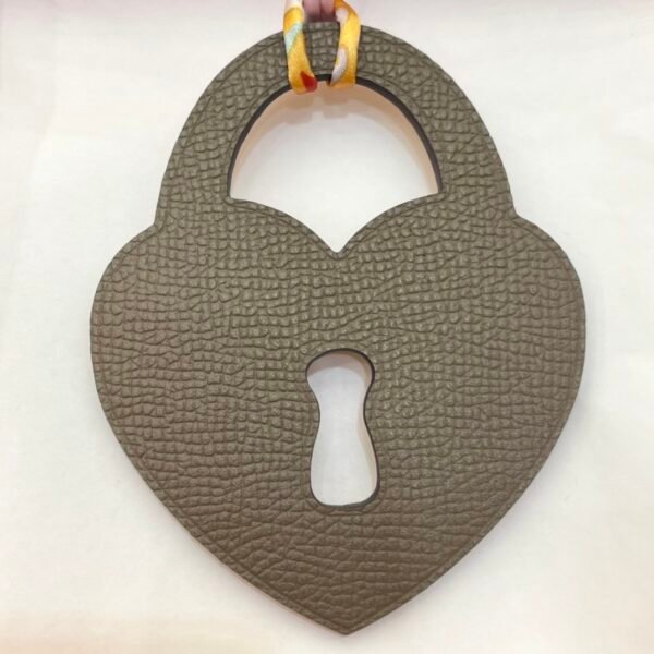 187 Factory Bag Charm Etoupe Epsom Leather / Orange Togo Leather Love Lock Charm