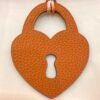 187 Factory Bag Charm Etoupe Epsom Leather / Orange Togo Leather Love Lock Charm