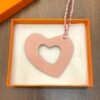 187 Factory Hollow Heart Charm Togo Leather Rose Eglantine / Epsom Leather Etoupe