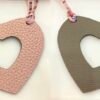187 Factory Hollow Heart Charm Togo Leather Rose Eglantine / Epsom Leather Etoupe
