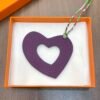187 Factory Bag Charm Hollow Heart Charm Violet Togo Leather / Malachite Epsom Leather