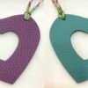 187 Factory Bag Charm Hollow Heart Charm Violet Togo Leather / Malachite Epsom Leather