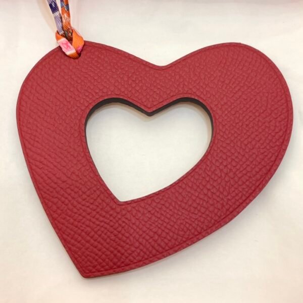 UK London 187 Factory Orange Togo Leather / Rouge Casaque Epsom Hollow Heart Charm