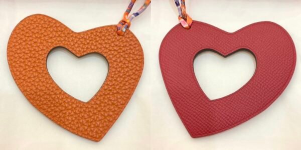 UK London 187 Factory Orange Togo Leather / Rouge Casaque Epsom Hollow Heart Charm