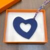 Canada Ottawa 187 Factory Hollow Heart Charm Blue Saphir Togo / Lime Epsom Bag Charm