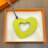 Canada Ottawa 187 Factory Hollow Heart Charm Blue Saphir Togo / Lime Epsom Bag Charm