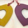 187 Factory Hollow Heart Charm Jaune D’or Togo Leather / Violet Epsom Leather