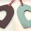 UK London 187 Factory Hollow Heart Charm Togo Leather Dark Coffee / Epsom Leather Blue Atoll