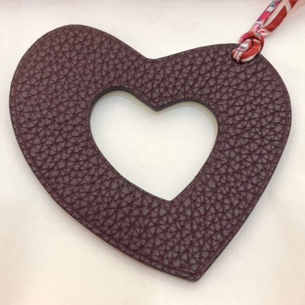 UK London 187 Factory Hollow Heart Charm Togo Leather Dark Coffee / Epsom Leather Blue Atoll