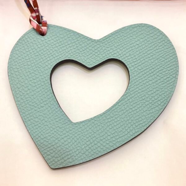 UK London 187 Factory Hollow Heart Charm Togo Leather Dark Coffee / Epsom Leather Blue Atoll