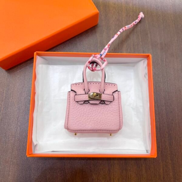Lovely Birkin Bag Charm Rose Sakura Togo Leather 6*5*3CM