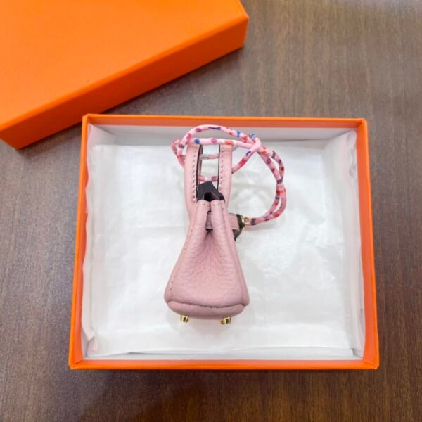 Lovely Birkin Bag Charm Rose Sakura Togo Leather 6*5*3CM