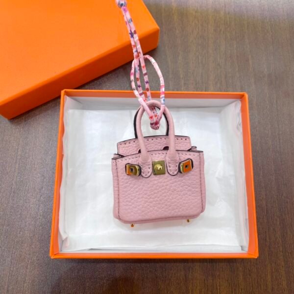 Lovely Birkin Bag Charm Rose Sakura Togo Leather 6*5*3CM