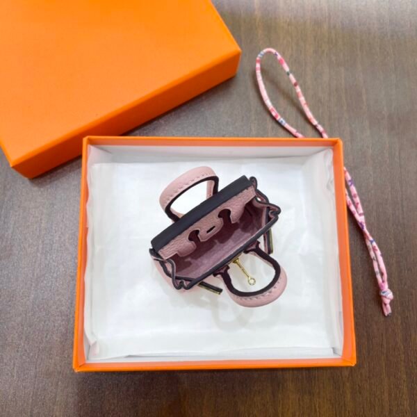 Lovely Birkin Bag Charm Rose Sakura Togo Leather 6*5*3CM