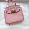Lovely Birkin Bag Charm Rose Sakura Togo Leather 6*5*3CM