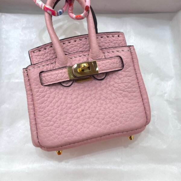 Lovely Birkin Bag Charm Rose Sakura Togo Leather 6*5*3CM