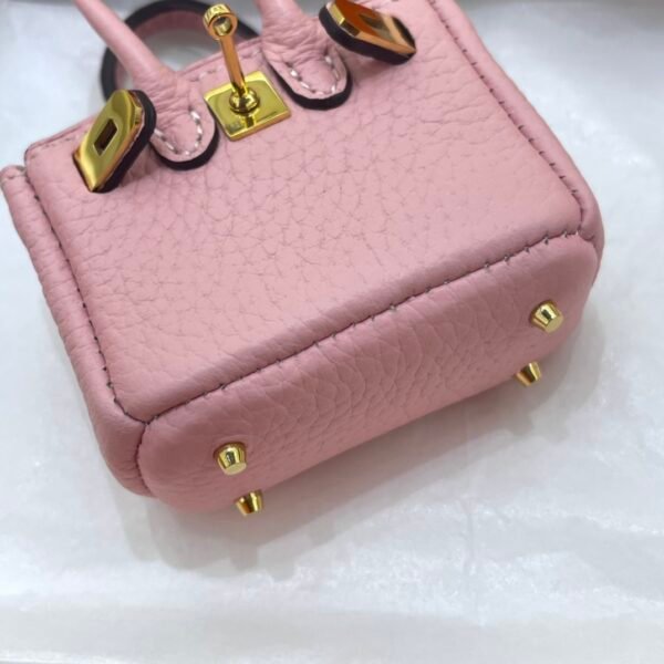 Lovely Birkin Bag Charm Rose Sakura Togo Leather 6*5*3CM