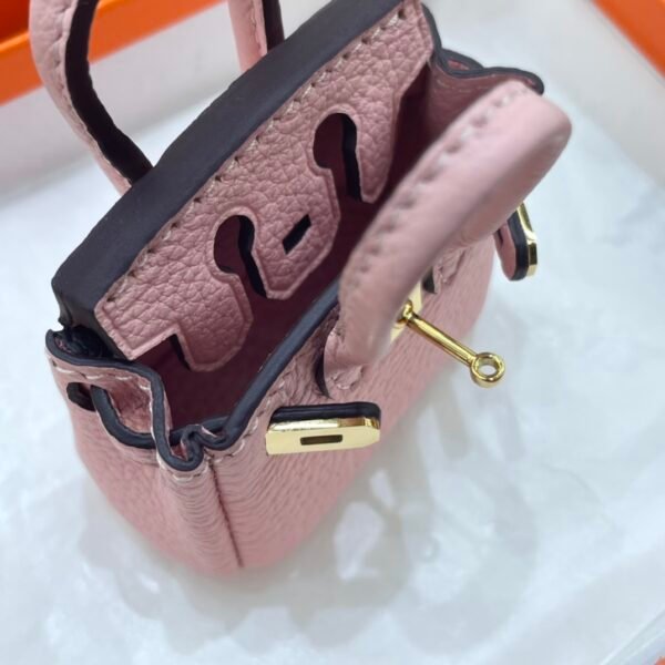 Lovely Birkin Bag Charm Rose Sakura Togo Leather 6*5*3CM