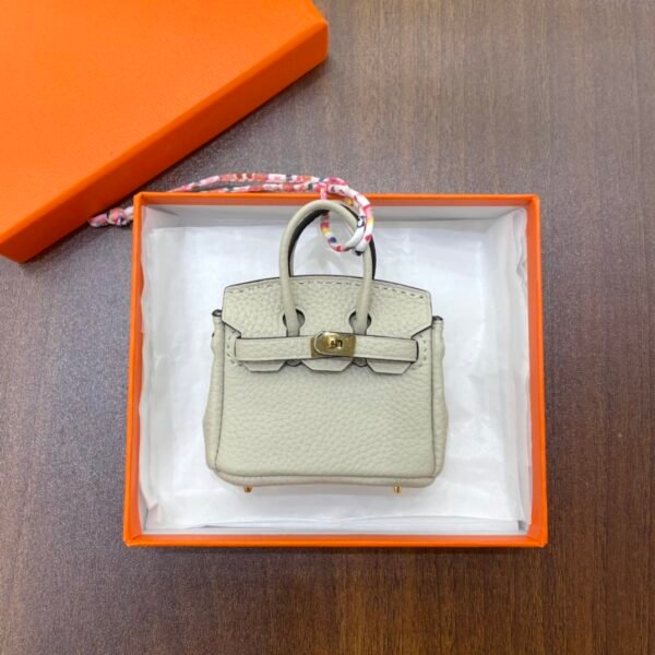 187 Factory Bag Charm Craie Togo Leather Birkin Charm 7.5*6*3.5CM