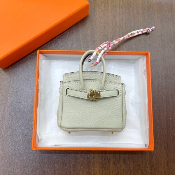 187 Factory Bag Charm Craie Togo Leather Birkin Charm 7.5*6*3.5CM
