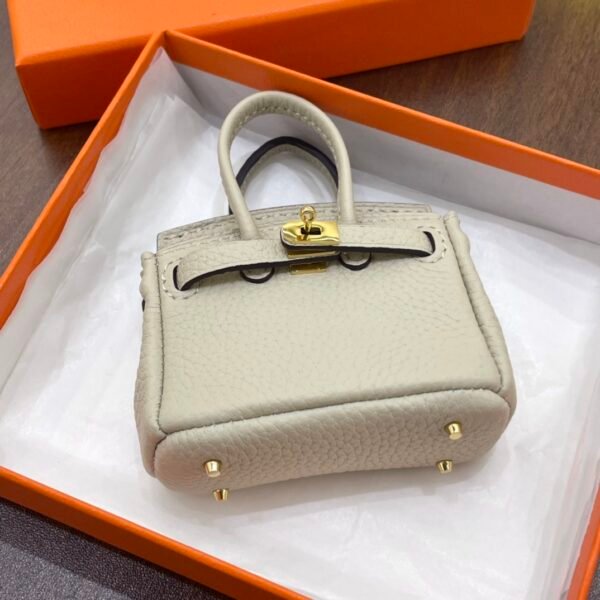 187 Factory Bag Charm Craie Togo Leather Birkin Charm 7.5*6*3.5CM