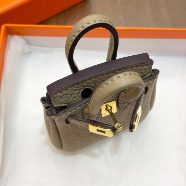 187 Factory Bag Charm Togo Leather Birkin Bag Charm Gris Tourterelle Gold Hardware