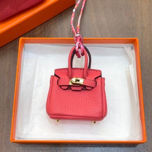 Handmade 187 Factory Rose Lipstick Togo Leather Birkin Bag Charm 6*5*3CM