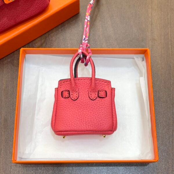 Handmade 187 Factory Rose Lipstick Togo Leather Birkin Bag Charm 6*5*3CM