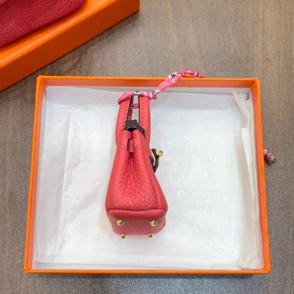 Handmade 187 Factory Rose Lipstick Togo Leather Birkin Bag Charm 6*5*3CM