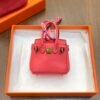 Handmade 187 Factory Rose Lipstick Togo Leather Birkin Bag Charm 6*5*3CM