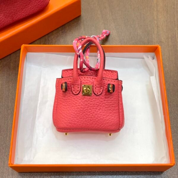 Handmade 187 Factory Rose Lipstick Togo Leather Birkin Bag Charm 6*5*3CM