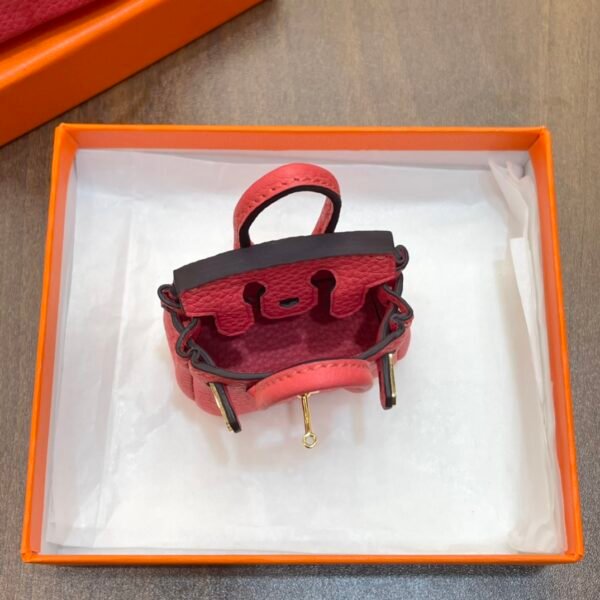 Handmade 187 Factory Rose Lipstick Togo Leather Birkin Bag Charm 6*5*3CM