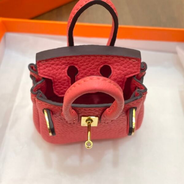 Handmade 187 Factory Rose Lipstick Togo Leather Birkin Bag Charm 6*5*3CM