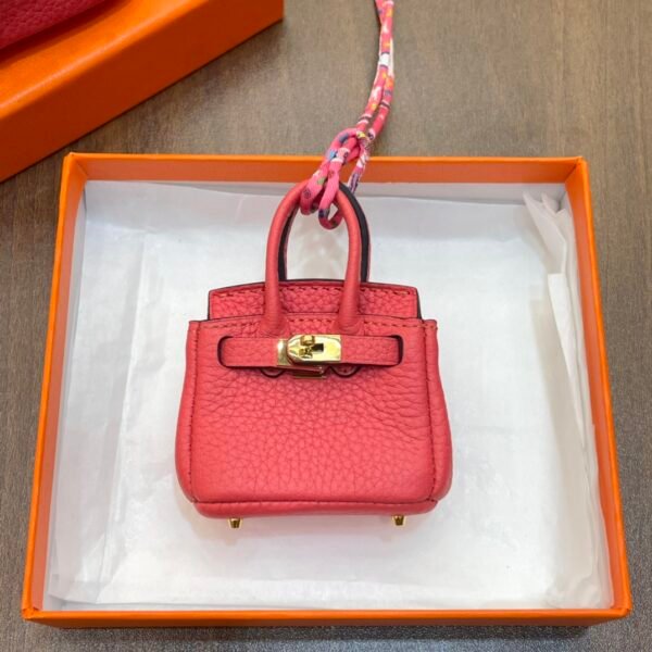 Handmade 187 Factory Rose Lipstick Togo Leather Birkin Bag Charm 6*5*3CM