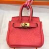 Handmade 187 Factory Rose Lipstick Togo Leather Birkin Bag Charm 6*5*3CM