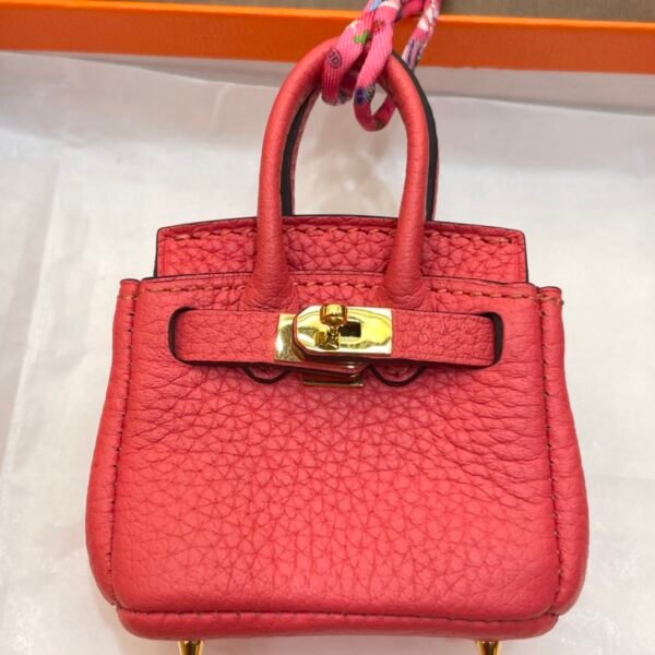 Handmade 187 Factory Rose Lipstick Togo Leather Birkin Bag Charm 6*5*3CM
