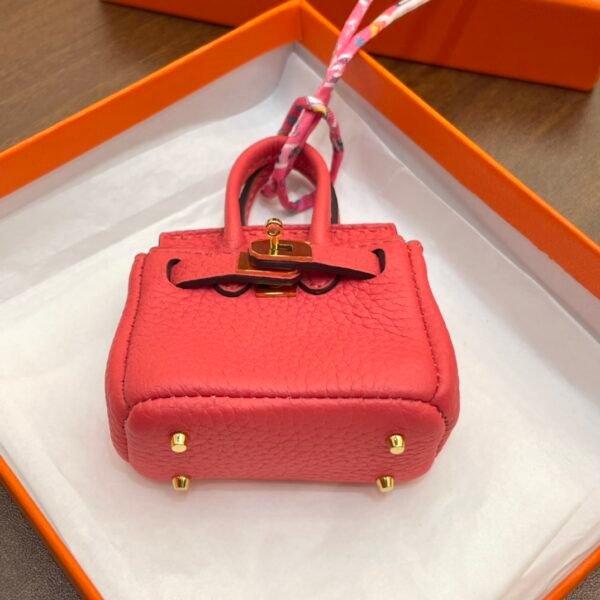 Handmade 187 Factory Rose Lipstick Togo Leather Birkin Bag Charm 6*5*3CM