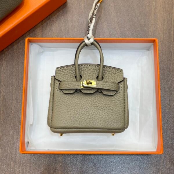 New Arrival 187 Factory Birkin Bag Charm Togo Leather Gris Tourterelle 7.5*6*3.5CM