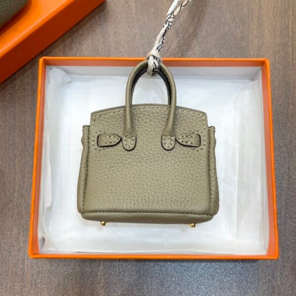 New Arrival 187 Factory Birkin Bag Charm Togo Leather Gris Tourterelle 7.5*6*3.5CM