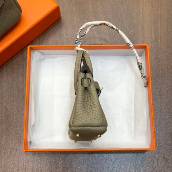New Arrival 187 Factory Birkin Bag Charm Togo Leather Gris Tourterelle 7.5*6*3.5CM