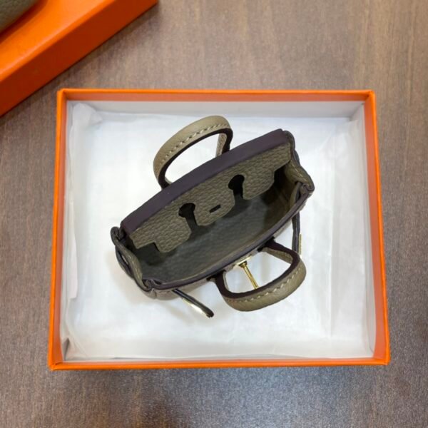 New Arrival 187 Factory Birkin Bag Charm Togo Leather Gris Tourterelle 7.5*6*3.5CM